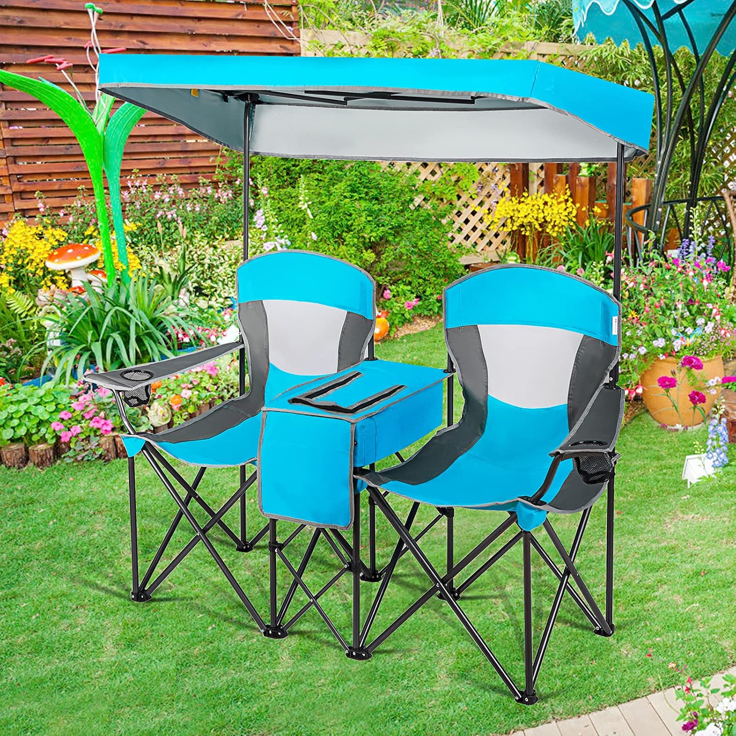 Goplus Double Beach Chair with Canopy Shade