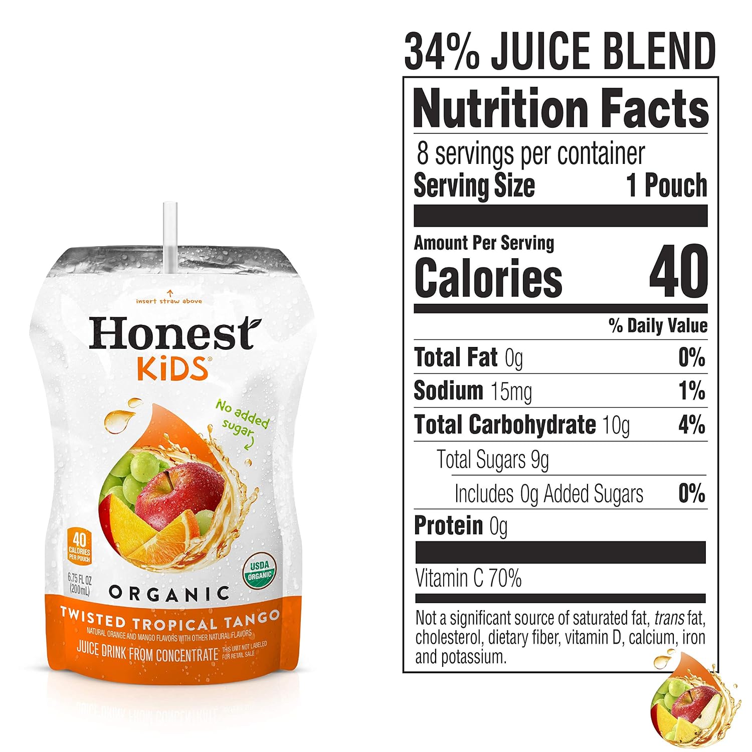 Honest Kids Appley Ever After, Organic Juice Drink, 6 Fl oz Juice Boxes, Pack Of 40, Apple