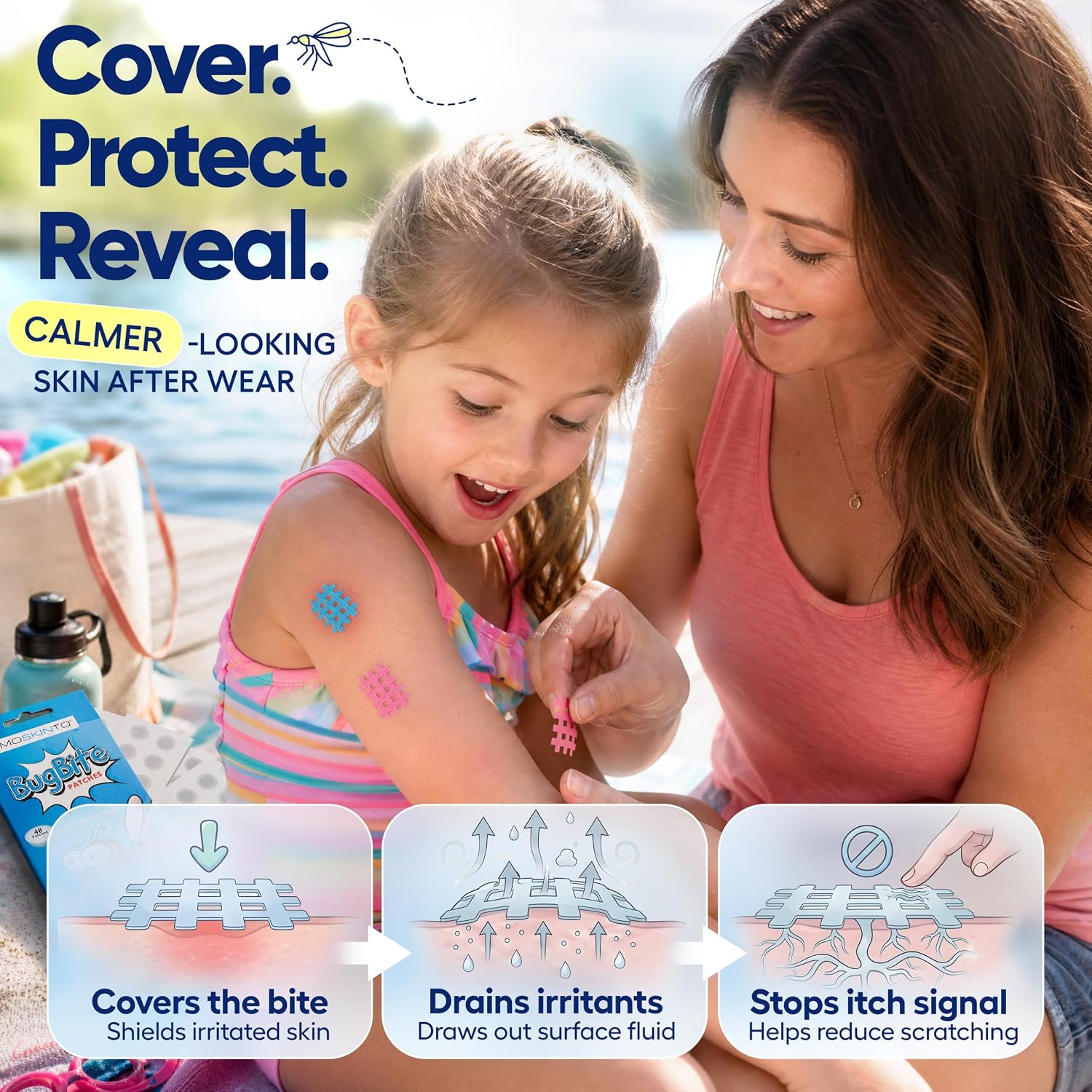 Moskinto The Original Mosquito Itch Relief Patches for Kids & Adults, Bug Bite Patches Soothe Swelling & Itching, Anti Itch Bug Bite Relief