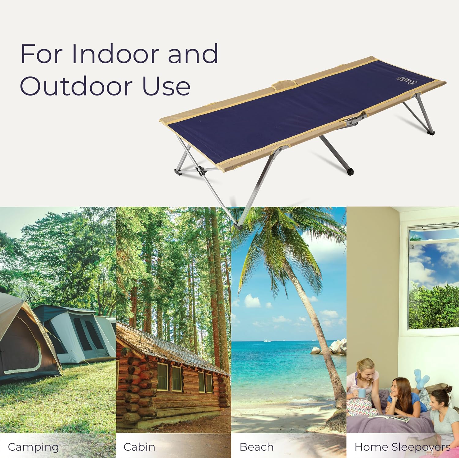Easy Cot, 330 lb, Extra Large Folding Cot, Bed for Adults | Heavy Duty for Indoor and Outdoor Use, 78”L X 31”W X 18”H, Capacity