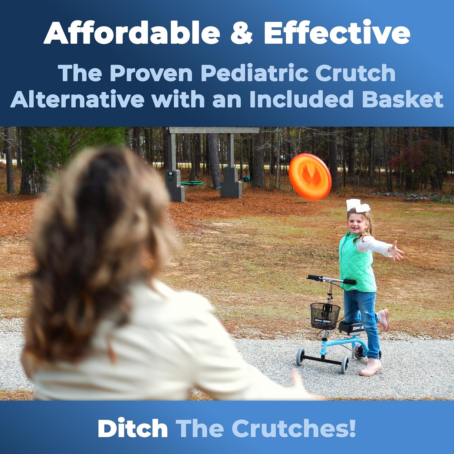 KneeRover Kids Knee Walker, Light Blue - Child Knee Scooter, for Small Adults, Foot Surgery & Broken Foot, Ankle Injuries