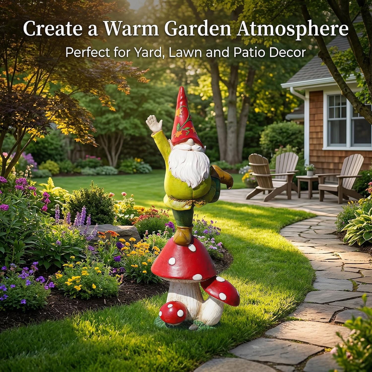 Topadorn 13" Yoga Garden Gnome on Mushroom