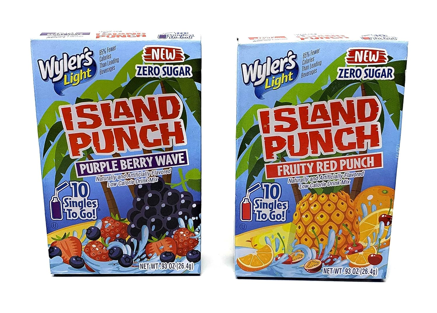 Wylers Light Island Punch Singles to Go - Bulk Variety Pack - Sugar Free - Gluten Free - No Caffeine - 120 Flavor Packets Total - 2 Flavors - Fruity