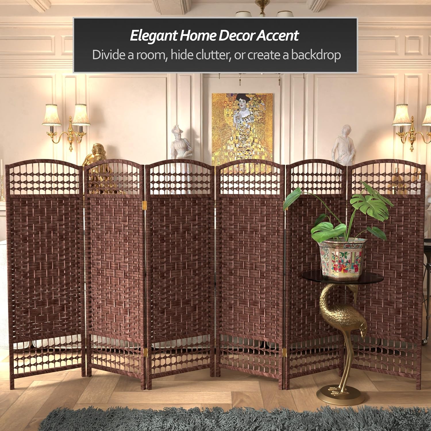4 ft. Short Fiber Weave Folding Screen - Natural - 4 Panels