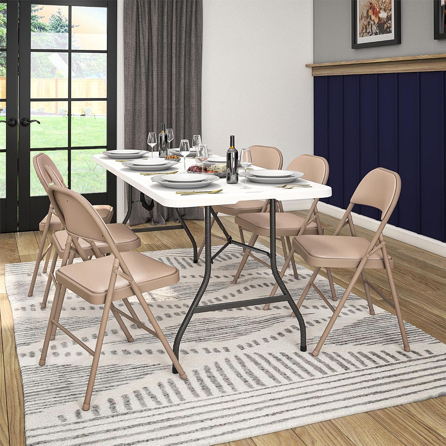 COSCO Vinyl Folding Chair, 4 Pack, Black