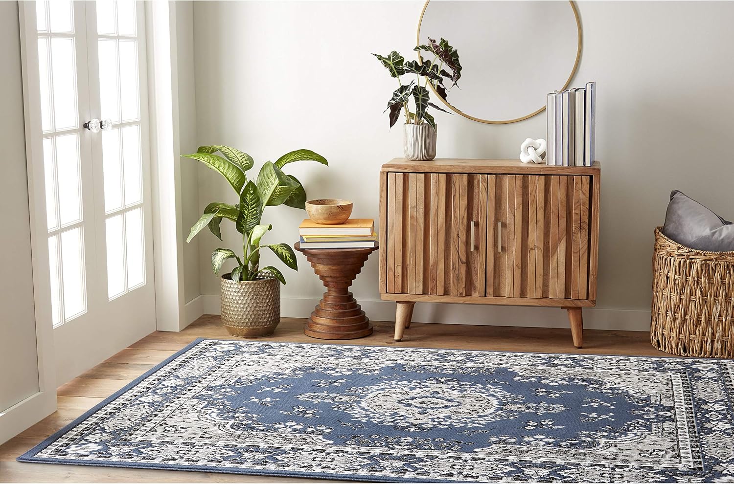 Home Dynamix Premium Sakarya Traditional Medallion Border Area Rug, Ivory/Brown, 7'9"x10'8" Rectangle