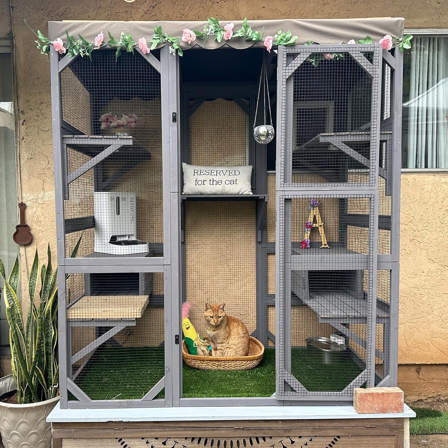 Aivituvin Extra Large Window Catio 5-Level Outdoor Cat Enclosure with Cover
