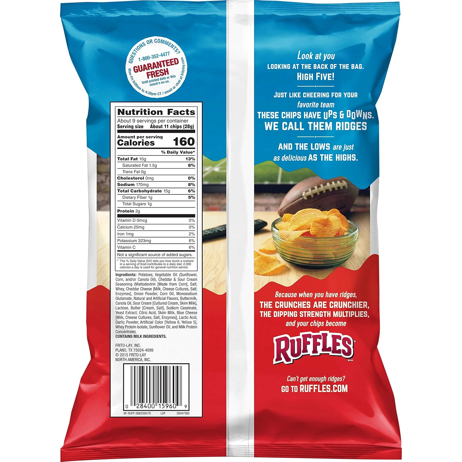 Ruffles Cheddar & Sour Cream Flavored Potato Chips, Party Size! (13 Ounce)