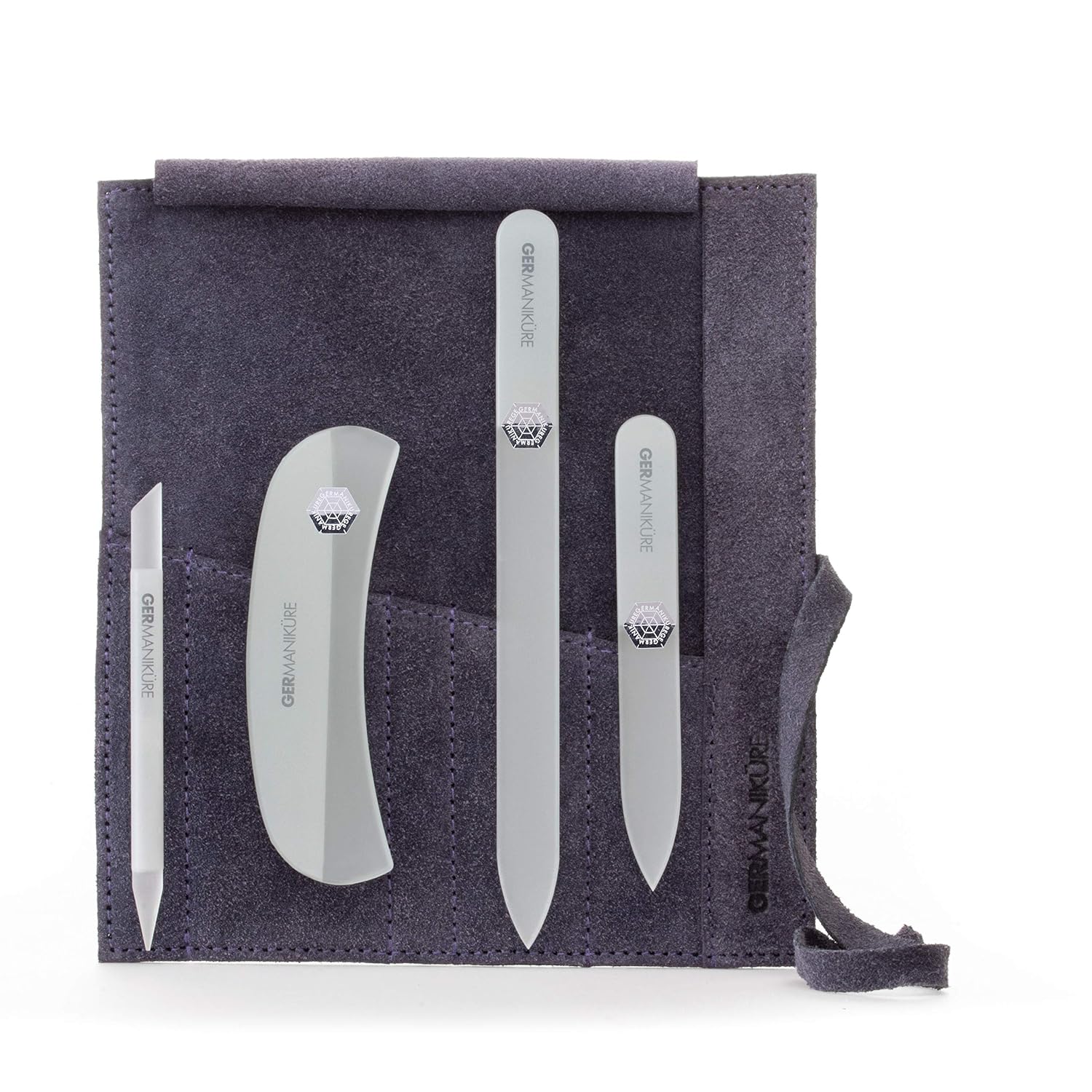 GERMANIKURE 4pc Manicure Nail Care Kit, Solingen Germany, Yellow Suede Roll