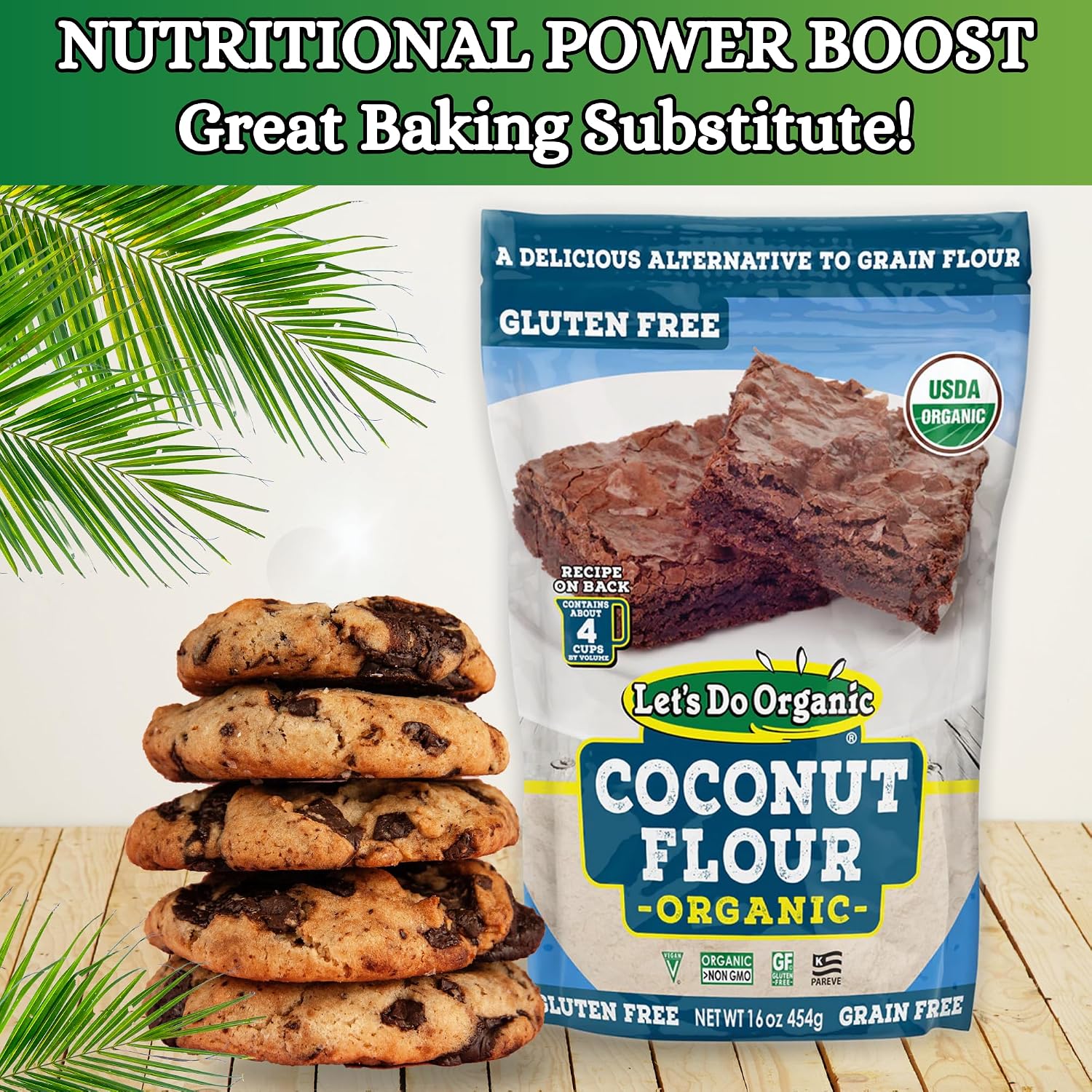 Let's Do Organic Coconut Flour, For Baking, Gluten Free - 16 Oz (Pack of 6) | Wheat Flour Alternative, High in Fiber & Protein, Non-GMO Project Verified, USDA Organic