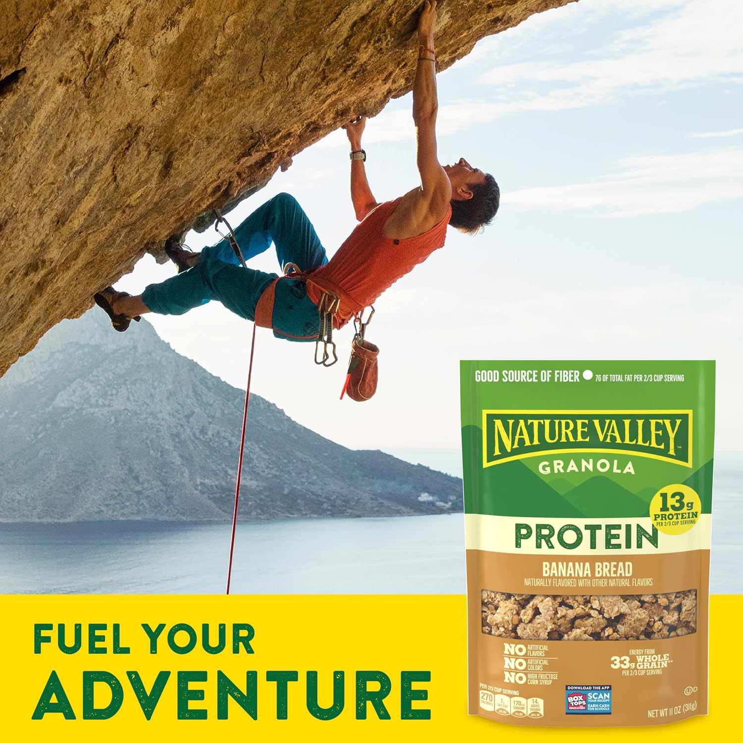 Nature Valley Oats & Honey Protein Granola, Resealable Pouch, 11 oz | 13g Protein & 33g Whole Grain per Serving, Good Source of Fiber, No Artificial Flavors or Colors