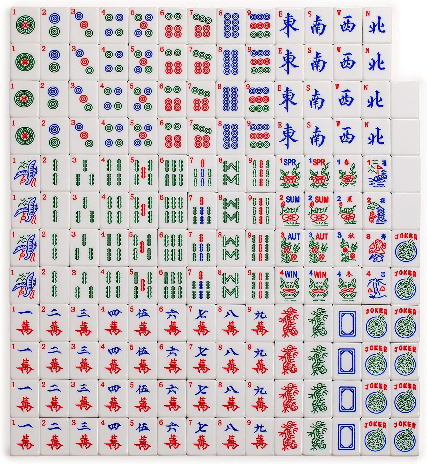 Yellow Mountain Imports American Mahjong Set, Mojave (Ivory) with Brown Soft Case, All-in-One Racks with Pushers, Wright Patterson Scoring Coins, Dice, & Wind Indicator