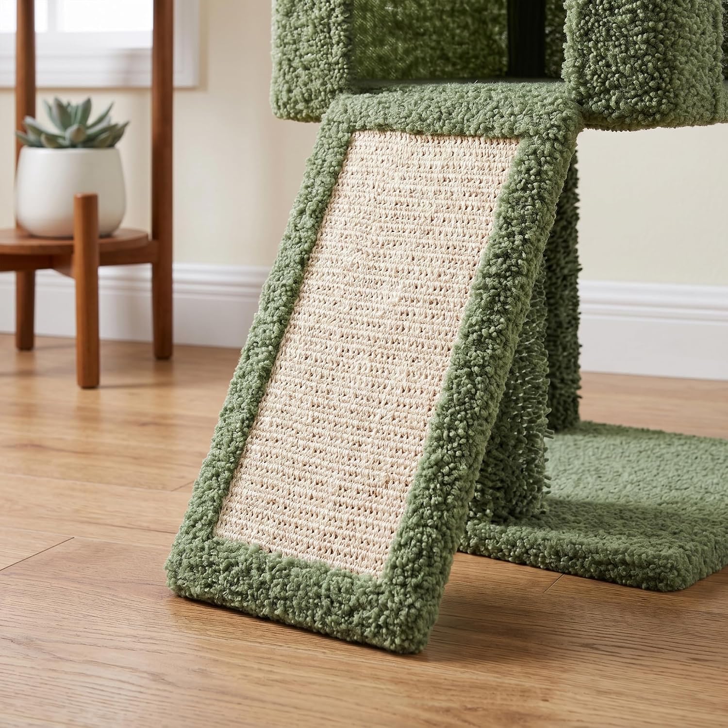 32" Cat Tree for Indoor Cats, 2-in-1 Cat House with Sisal Scratching Post & Ramp, 2-Level Cat Tower with Rotatable Feather & Ball Toys, Stable Grey Cat Condo for Small/Medium Cats, Grey