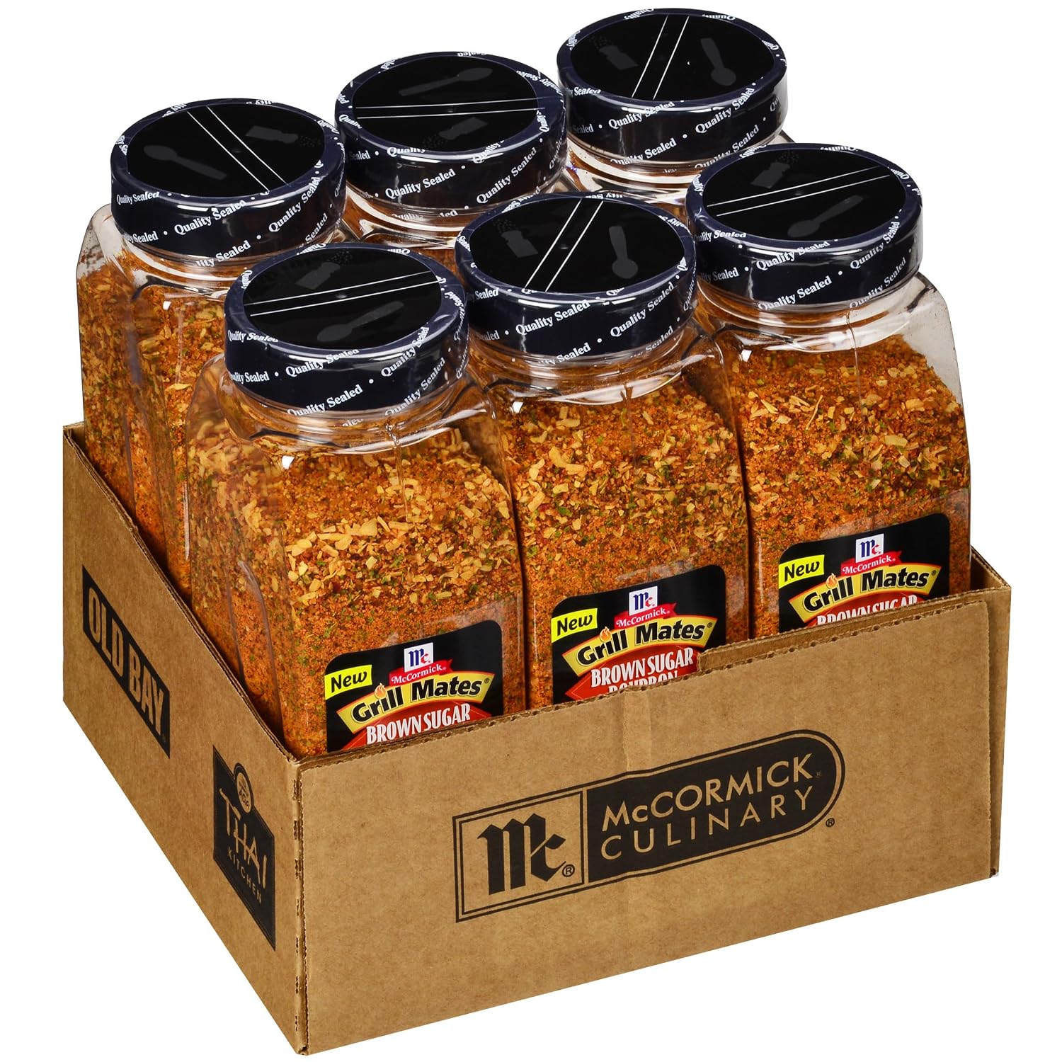 McCormick Grill Mates Brown Sugar Bourbon Seasoning, 27 oz - One 27 Ounce Container of Brown Sugar Bourbon Seasoning Made of Molasses, Red Bell Peppers, and More for Steak, Poultry, and Vegetables