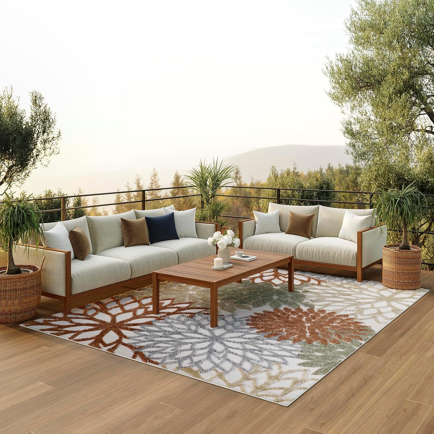 Nourison Home Aloha Indoor/Outdoor Black White 2'8" x 4' Area Rug, Tropical, Botanical, Easy Cleaning, Non Shedding, Bed Room, Living Room