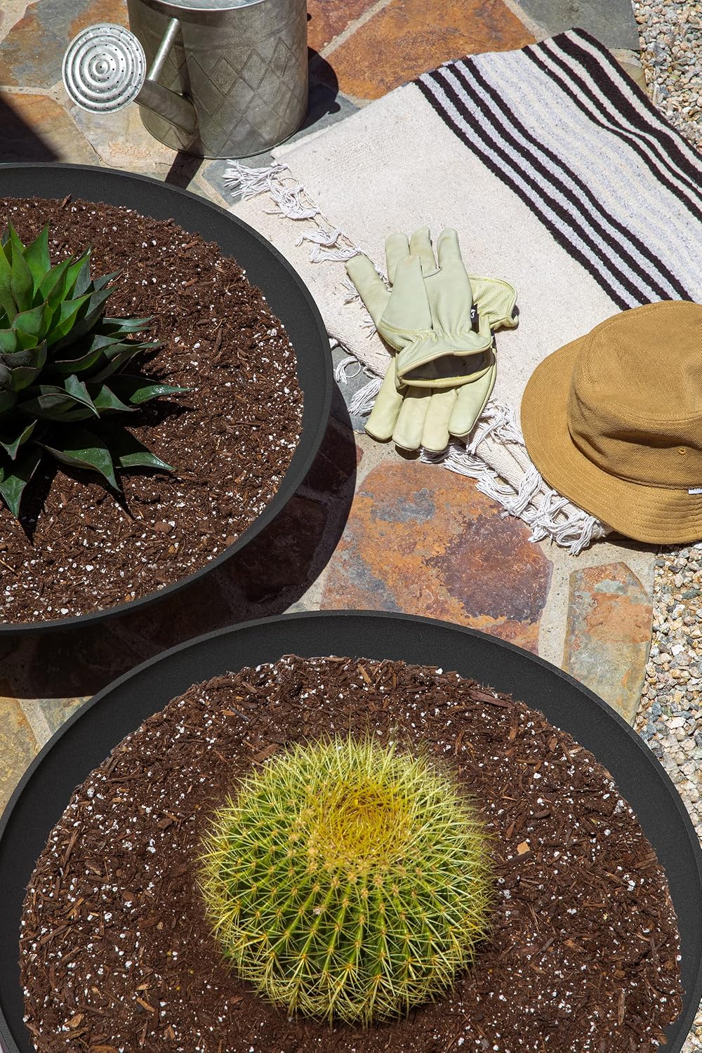 Veradek Mason Series Lane Bowl - Large Outdoor Bowl Planter | Made From a Durable Plastic-Stone Composite With Pre-Drilled Drainage Holes. Modern Patio/Tabletop Décor