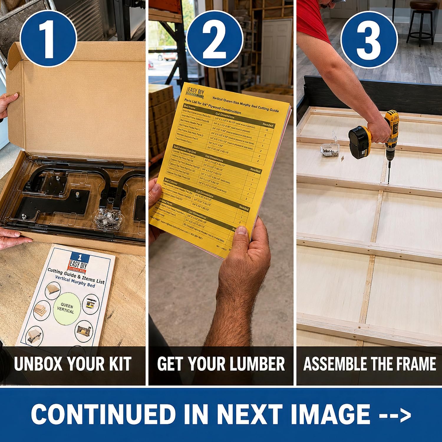 Queen Size Murphy Bed Hardware Kit — Vertical Wall Bed Frame | DIY Murphy Bed Kit with Gas Pistons + 3 Step-by-Step Guides | Made in North America | Hideaway Bed Mechanism