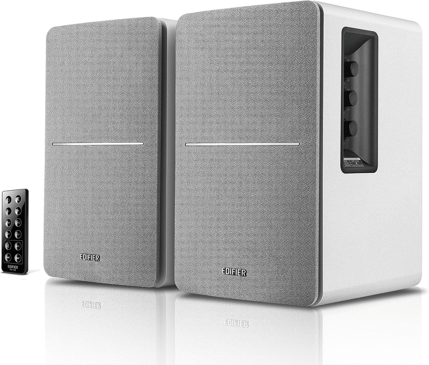 Edifier R1280DB Powered Bluetooth Bookshelf Speakers - Optical Input - Wireless Studio Monitors - 4 Inch Near Field Speaker - 42W RMS - Wood Grain (Black)
