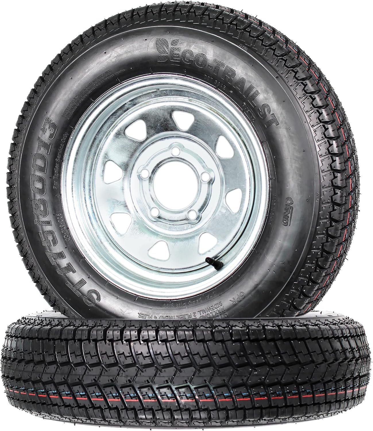 eCustomrim 2-Pack Trailer Tire Rim Assembly ST175/80D13 Galvanized 5 Lug