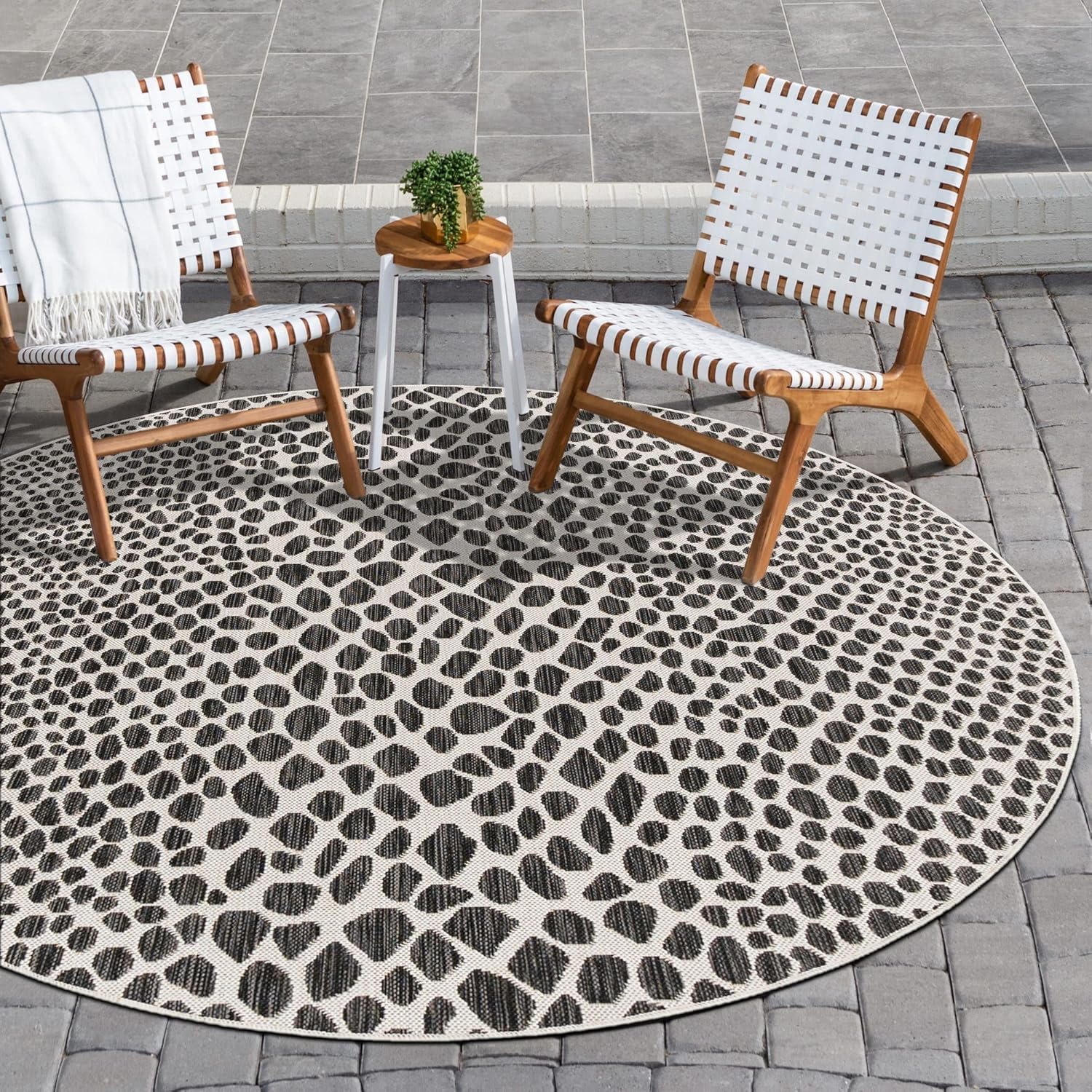 Unique Loom Outdoor Collection Area Rug - Cape Town (9' x 12' Rectangle, Blue/Ivory)