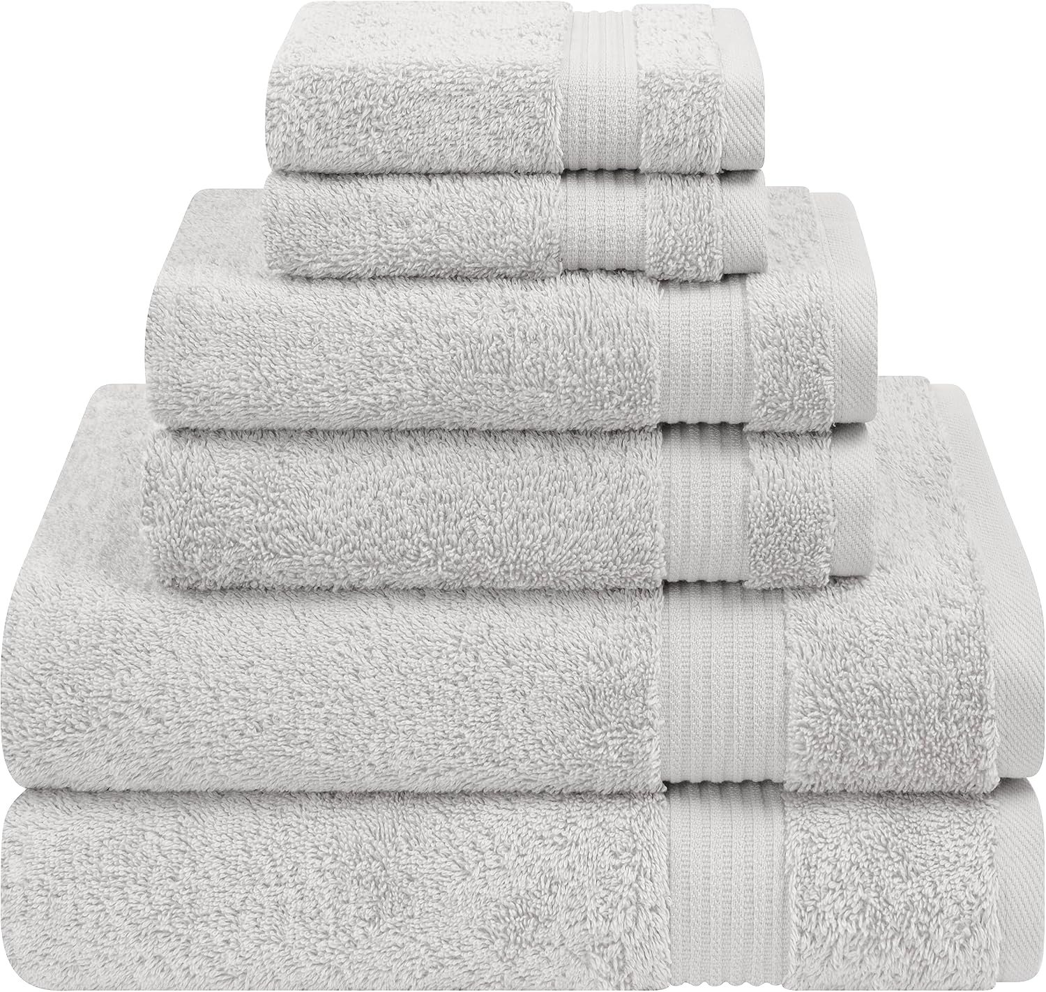 Cotton Paradise Towel Set of 6, 2 Bath Towels, 2 Hand Towels and 2 Washcloths Towels for Bathroom Sets, Smoke Gray