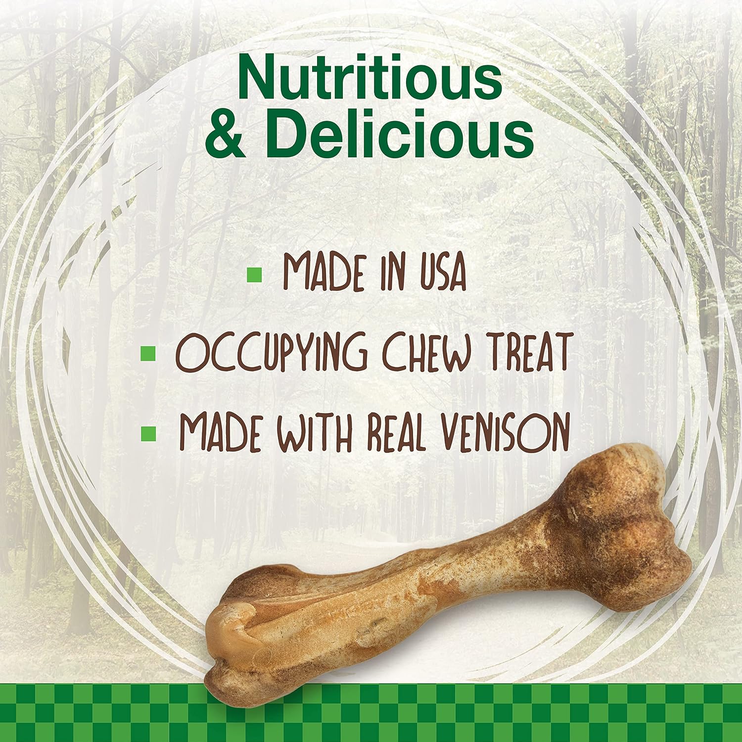 Nylabone Healthy Edibles Wild Dog Treats, Venison Flavor, Large | Natural dog chew bones, made in USA, highly digestible dog chews, long lasting chews for large dogs up to 50 lbs