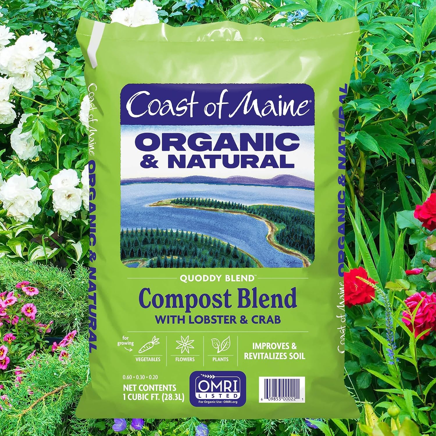 Coast of Maine Quoddy Blend, 1 cu ft (3 Pack) Organic and Natural Compost Blend with Lobster and Crab - Improves and Revitilizes Soil