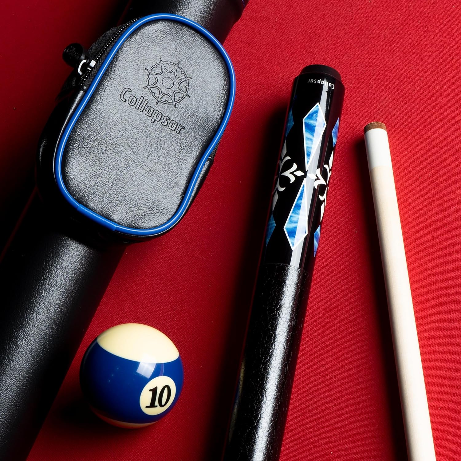 Collapsar CA Pool Stick with 1X1 Hard Case 58" Billiard Cue Stick | Canadian Maple Shaft with 13mm Cue Tip,19-21 oz Professional Pool Cue Set