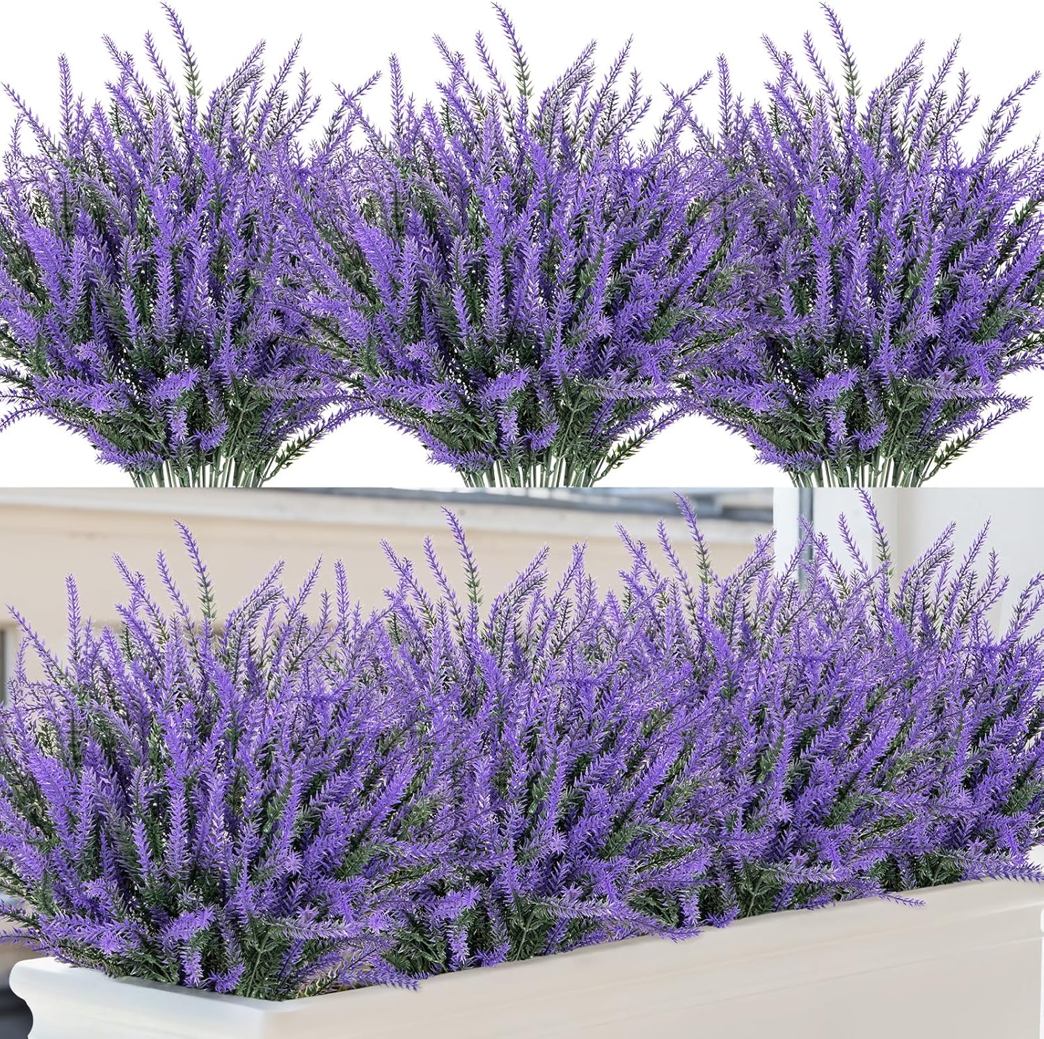 10 Bundles Fake Flowers Artificial Lavender Plants, Purple