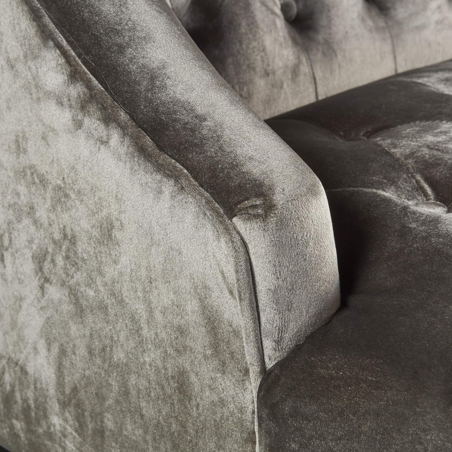 Christopher Knight Home GDFStudio Leona Modern Glam Tufted Velvet Wingback Loveseat, Gray and Dark Brown