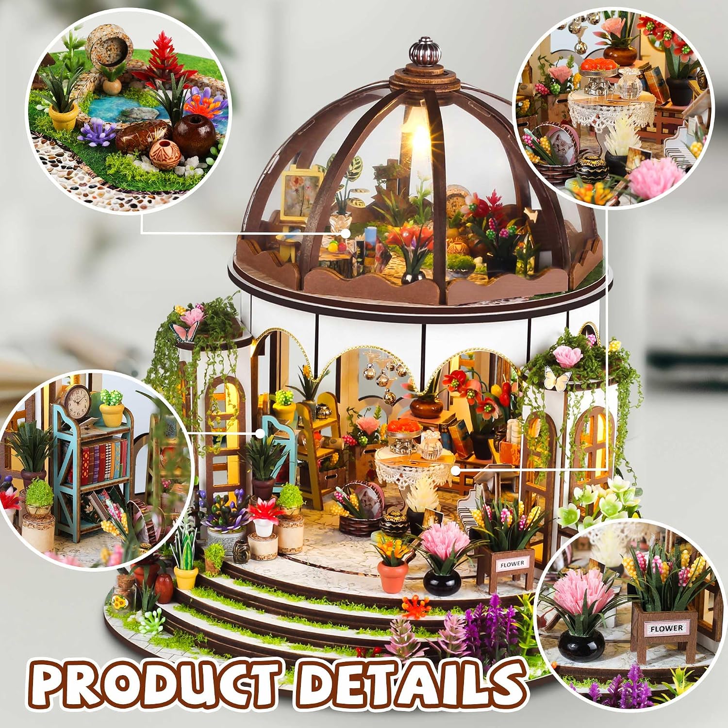 Kisoy Romantic and Cute Dollhouse Miniature DIY House Kit Creative Room Perfect DIY Gift for Friends,Lovers and Families (Sunny Holiday Time)