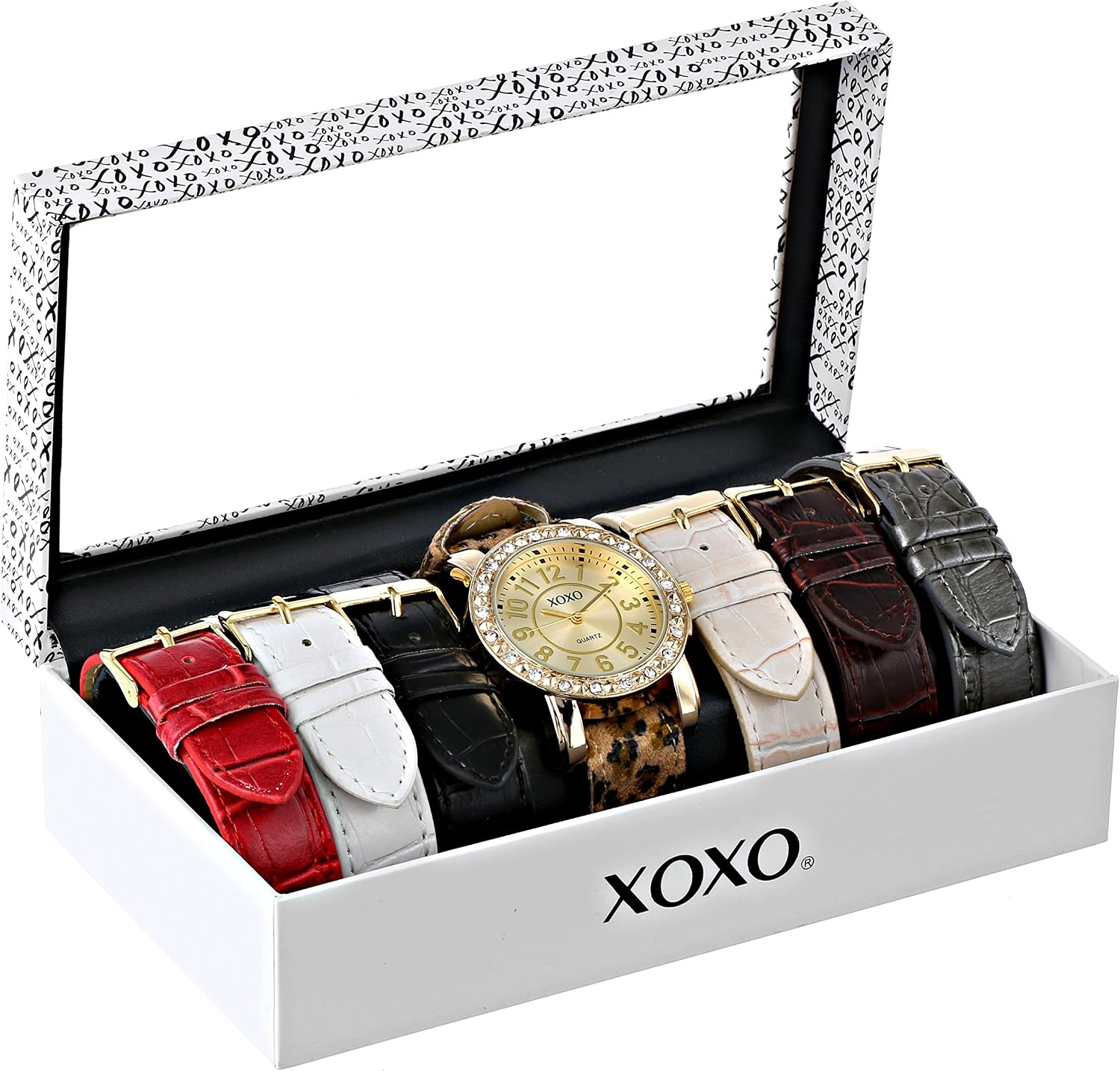 Accutime XOXO Women's XO9065 Analog Display Analog Quartz Gold-Tone Watch with Interchangeable Straps