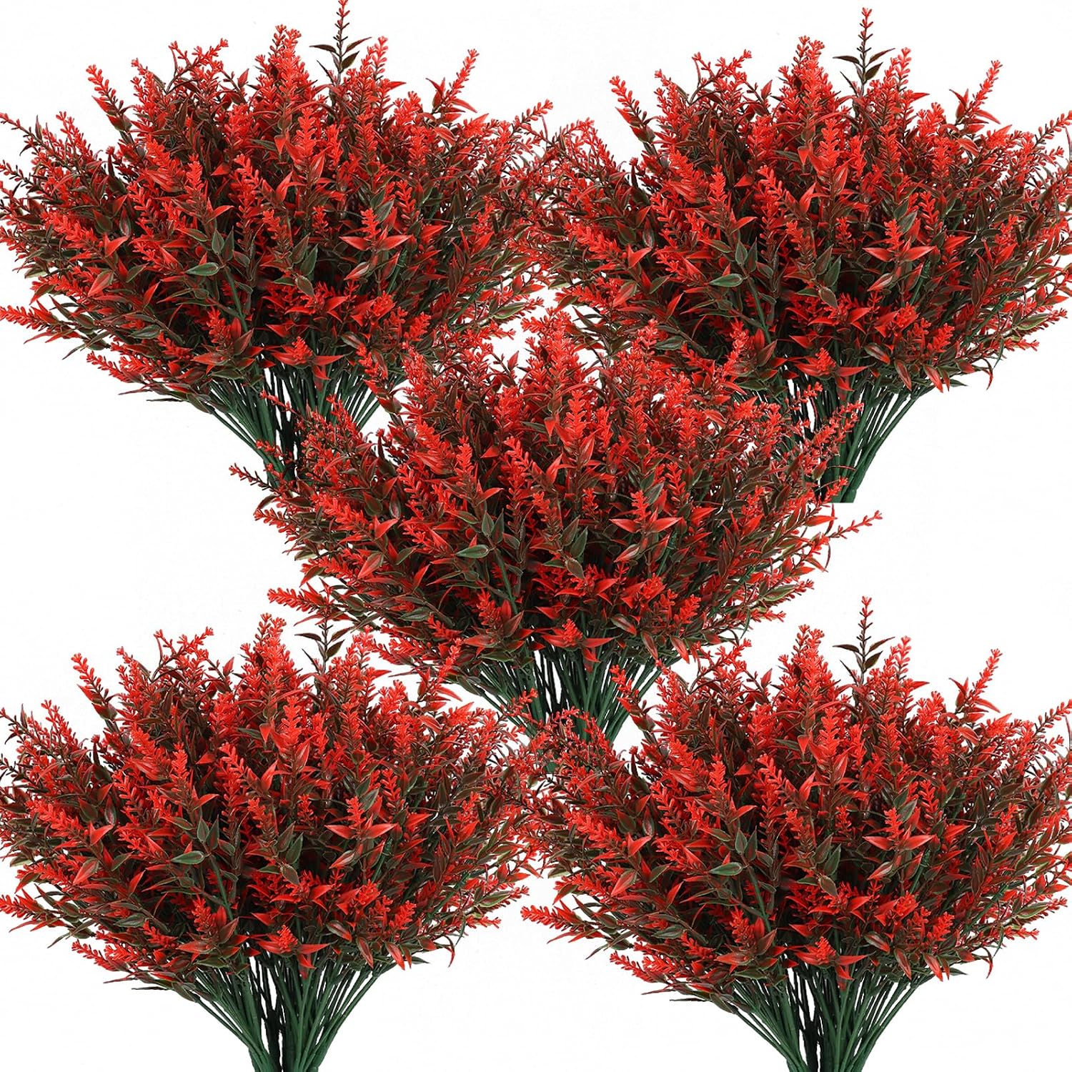 RECUTMS Artificial Greenery Lavender Fake Shrubs Flowers 8 Pcs UV Resistant