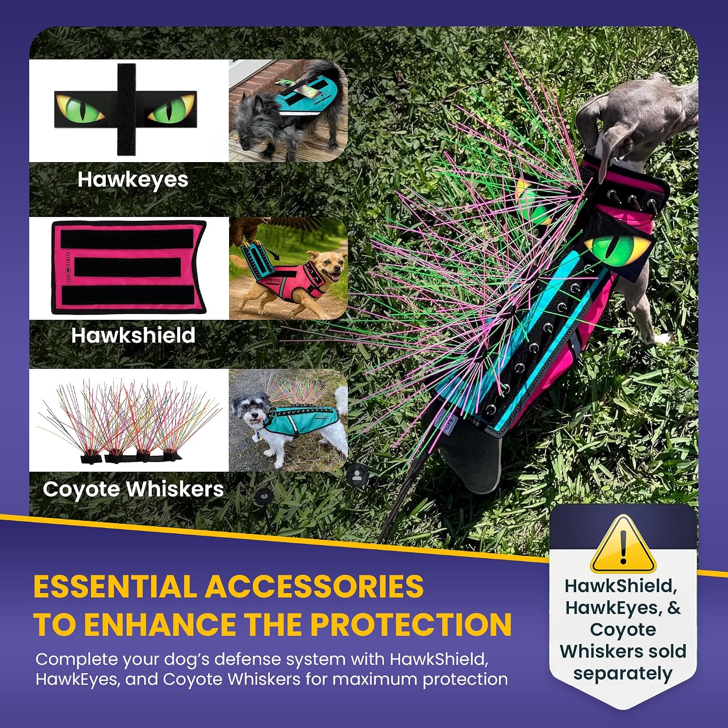 CoyoteVest Stab-Resistant Dog Harness, Made in USA, X-Small, Neon Pink | Stab-resistant Vest Helps Protect Small Dogs From Coyotes, Aggressive Dogs and Birds of Prey, with Removable Spikes