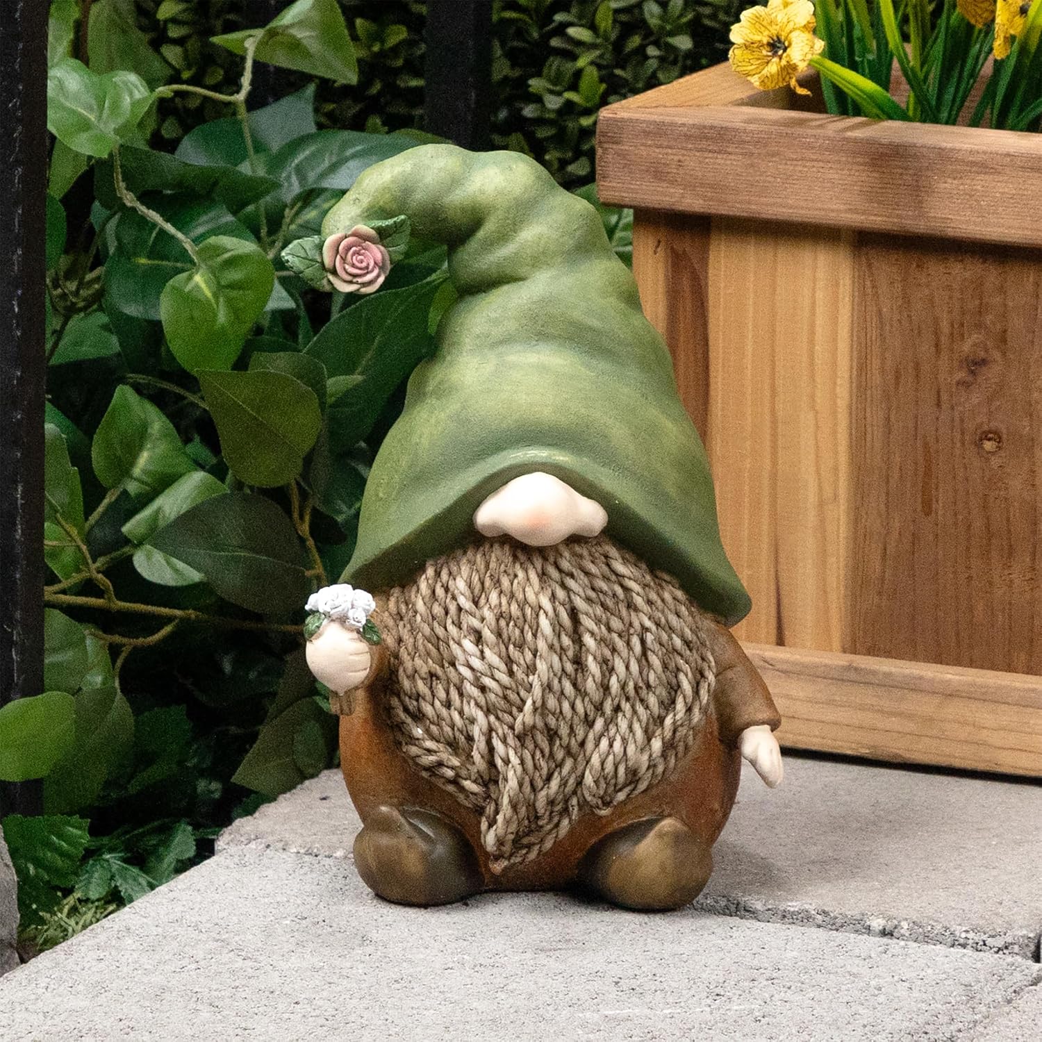 Alpine Corporation 12" Tall Traditional Outdoor Garden Gnome Yard Statue Decoration