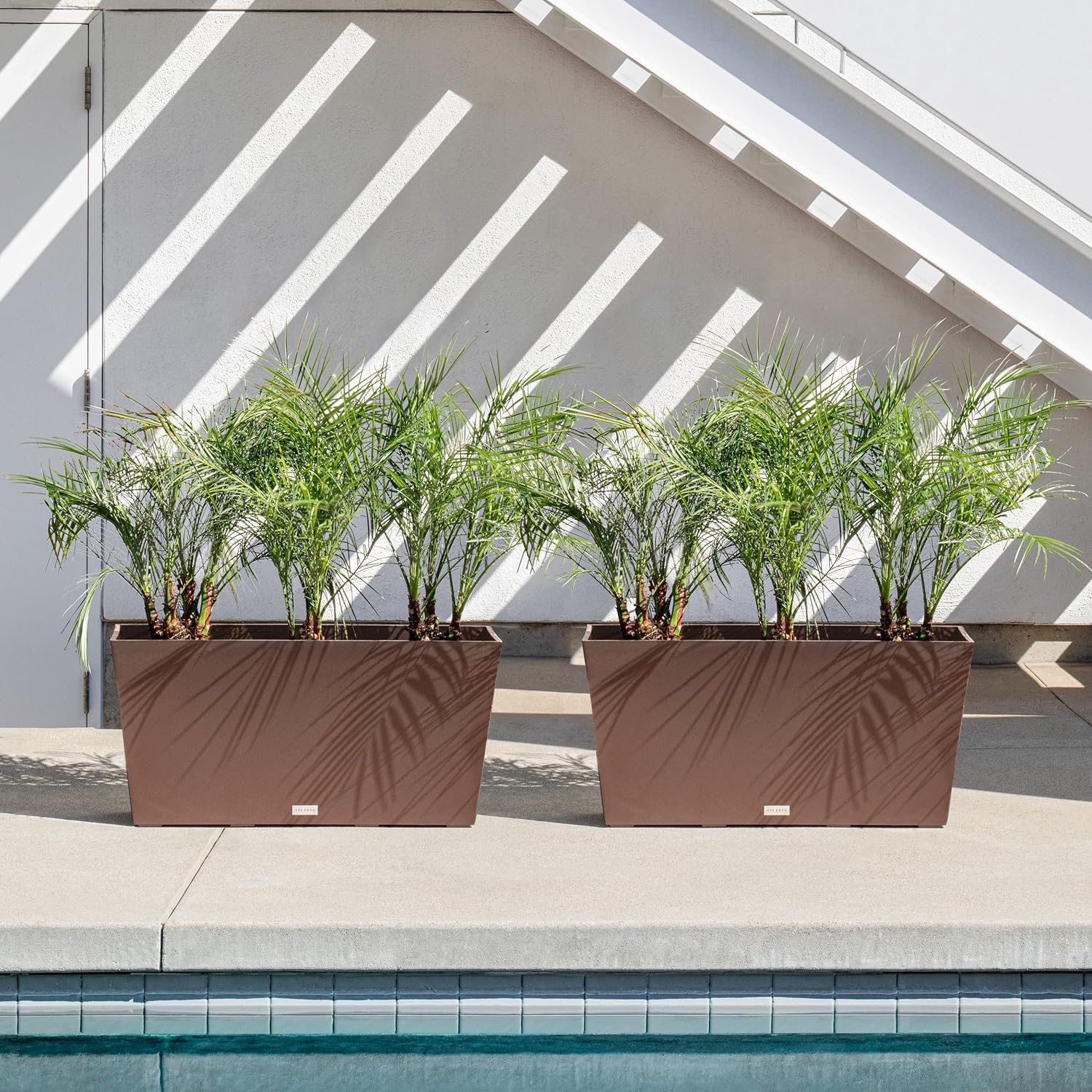 Veradek Pure Series Midori Planter - Wide Outdoor Planter | Made From Durable Plastic With Pre-Drilled Drainage Holes. Modern Porch/Patio Décor for Plants, Flowers and Herbs