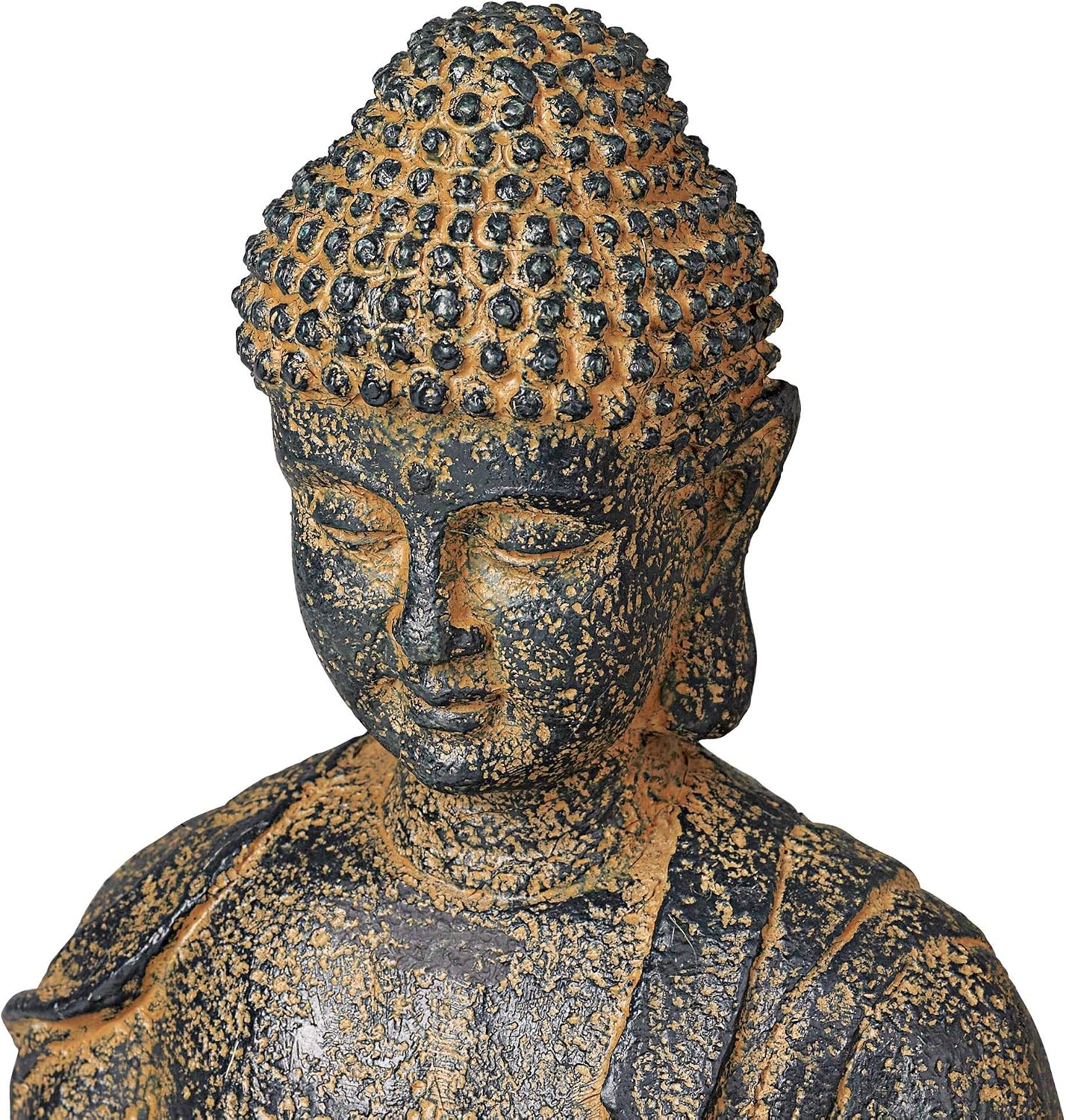 Meditating Buddha 24" High Outdoor Indoor Large Bubbler Fountain with Light | Zen Asian Decor Resin Floor LED Standing Water Feature for Outside Garden Patio Yard Backyard Porch Deck