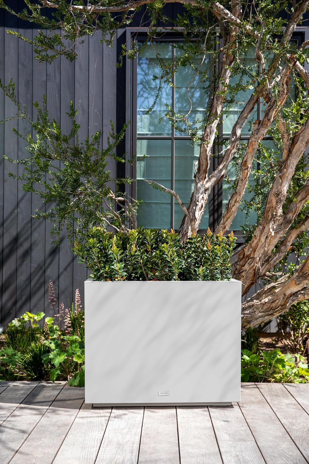 Veradek Span Plastic Box Series Planter - Tall Rectangular, White, All-Weather Resistant, Removable Insert Bucket, Modern Design, Indoor/Outdoor Use | Made From Durable Plastic Featuring a Removable Insert Bucket. Modern Porch/Patio Décor for Plants and…