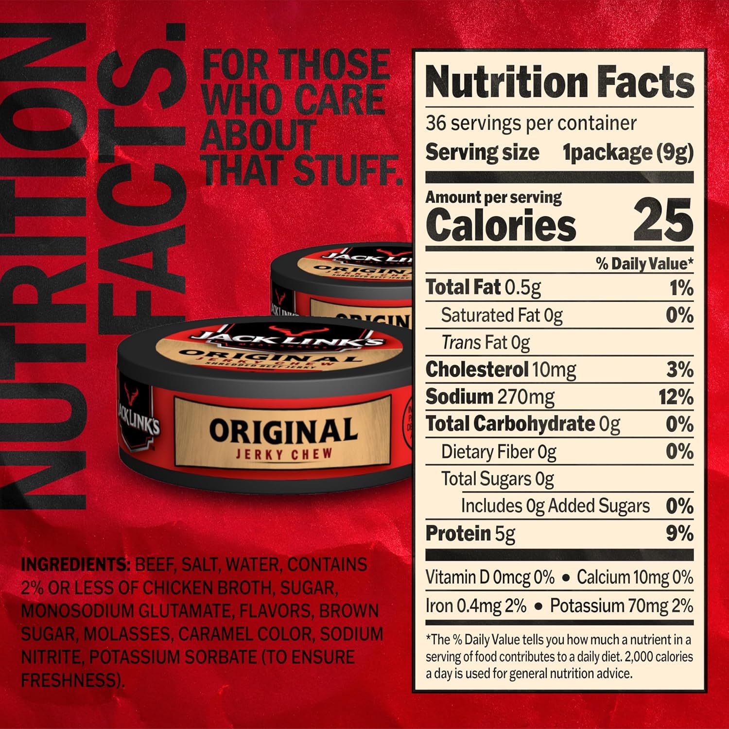 Jack Link's Teriyaki Beef Jerky Chew - (36 Pack) 0.32 oz Tins - Ready to Eat Protein Snacks - 4g Protein per Serving - Made with 100% Real Beef