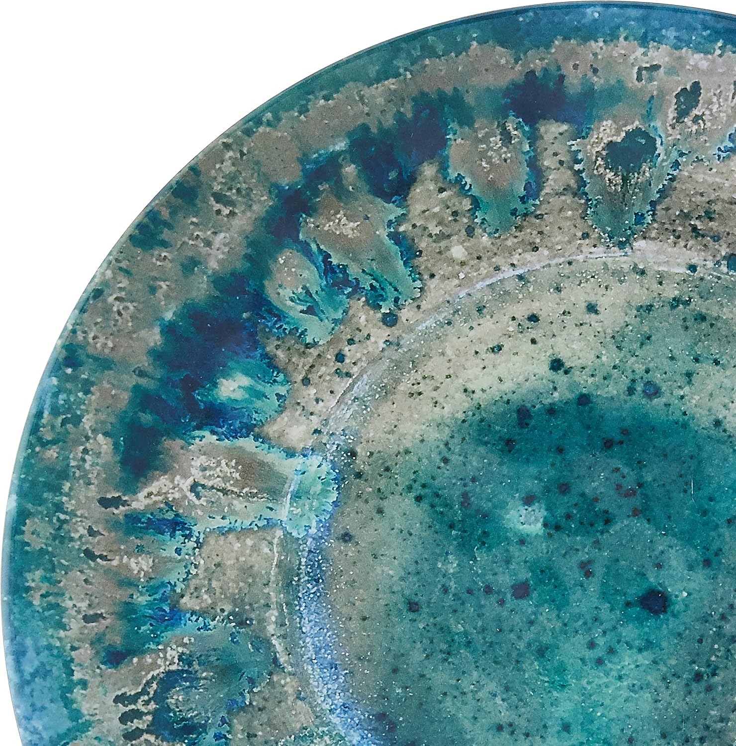 Radiance Teal 12pc Melamine Dinnerware Set – Service for 4 Plates and Bowls Set, Outdoor Dinnerware, Coastal Dishes, Unbreakable, Dishwasher Safe