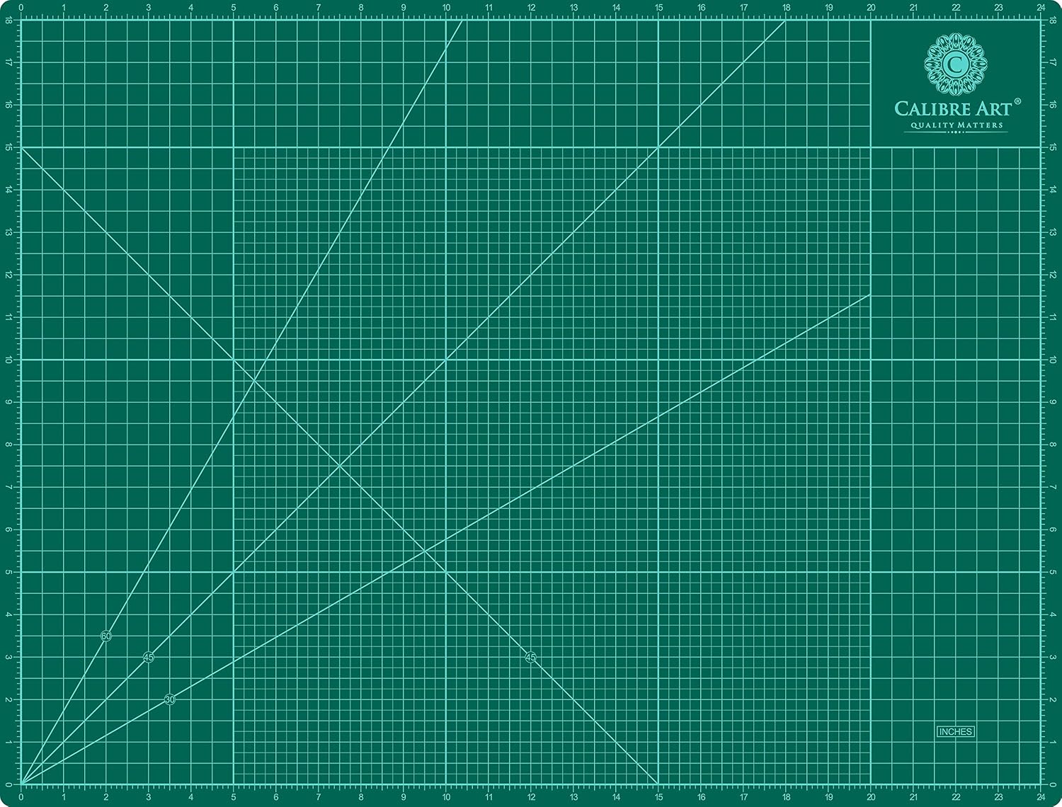 Calibre Art Self Healing Rotary Cutting Mat, Full 24x36, Best for Quilting | Ideal for Quilting and Sewing, Thick, Warp-Proof & Odorless, EN 71-3 Certified. Not From China.