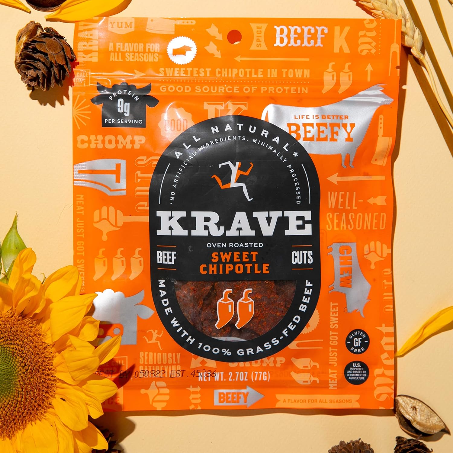 KRAVE All Natural Pork Jerky, Black Cherry BBQ - Protein Packed Snacks Roasted for Maximum Flavor - Premium Tender Meat Cuts - Gluten Free - 2.7 Ounce