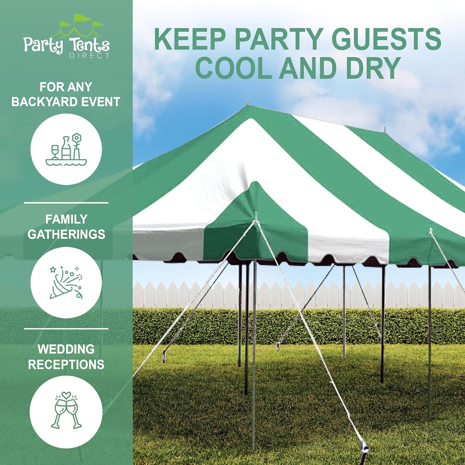 20’ x 20’ Weekender Canopy Pole Tent, Indoor and Outdoor Heavy Duty Easy Up, 80 Person Capacity Tent for Parties, Weddings, and Events, Commercial and Residential Use, PVC White Top | Easy Up Weekender Canopy Tent With 80 Person Capacity - Outdoor Canopi…