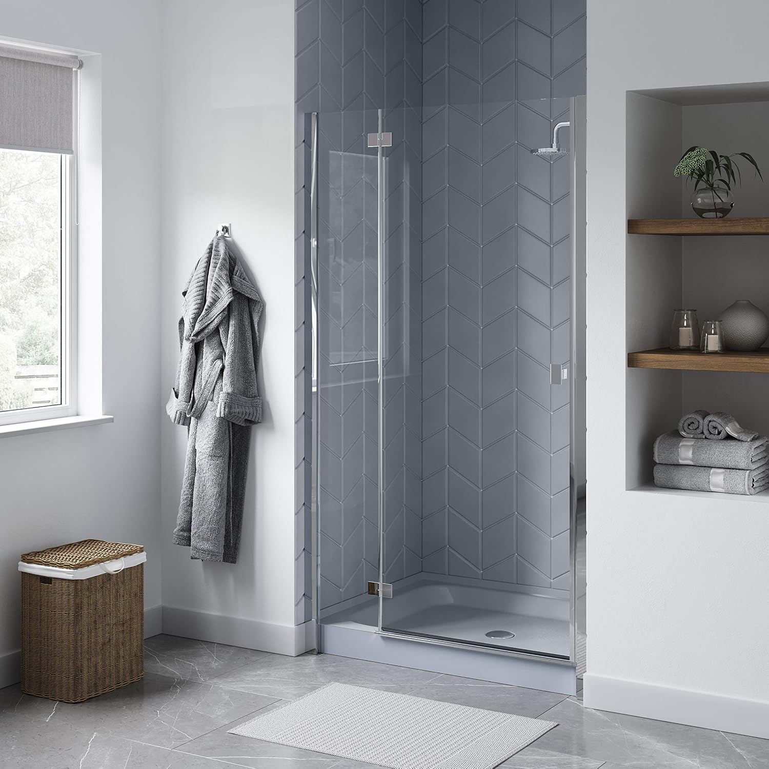 Voltaire 60" x 32" Single-Threshold, Right-Hand Drain, Shower Base in Gray