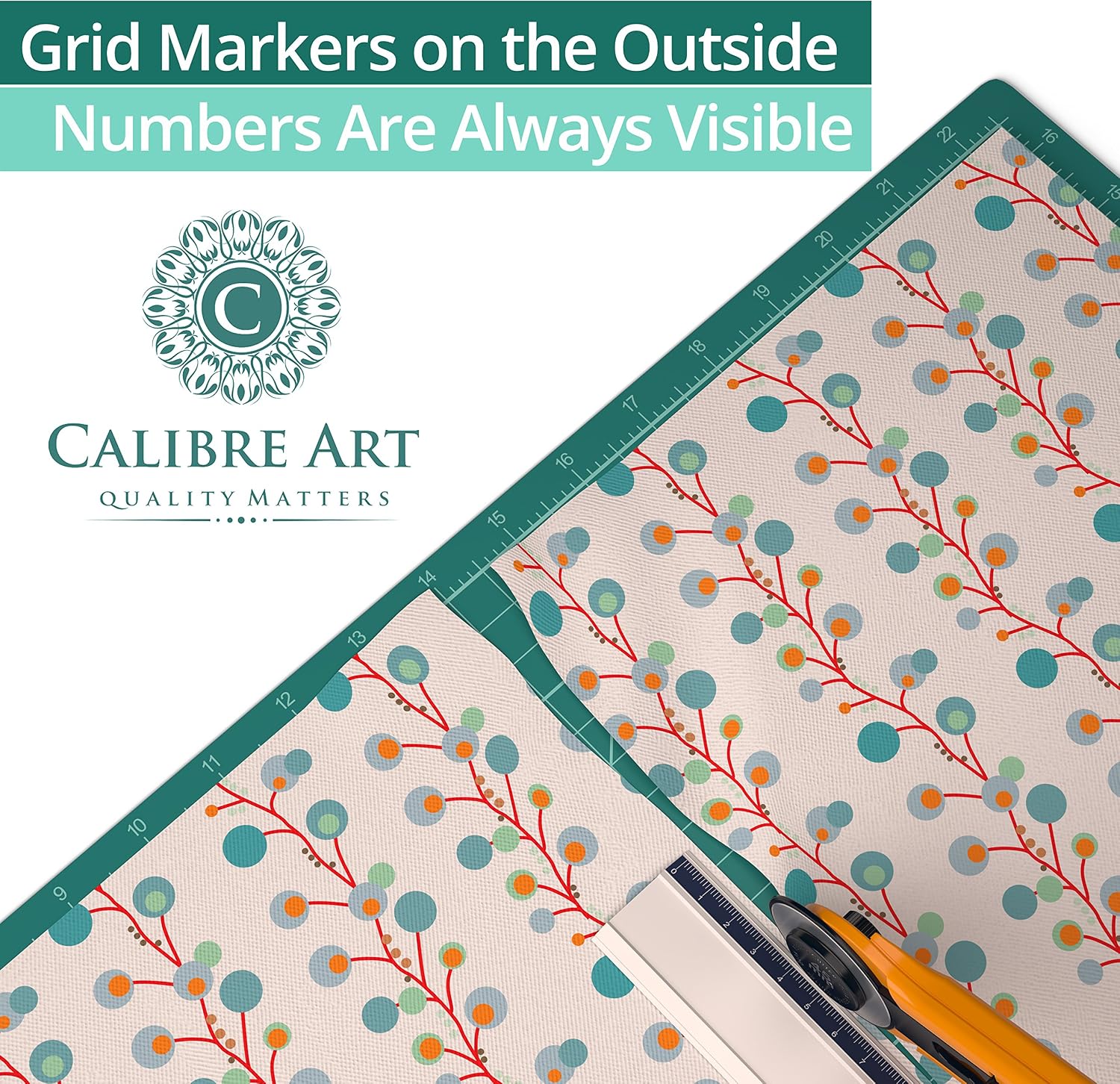 Calibre Art Self Healing Rotary Cutting Mat, Full 24x36, Best for Quilting | Ideal for Quilting and Sewing, Thick, Warp-Proof & Odorless, EN 71-3 Certified. Not From China.