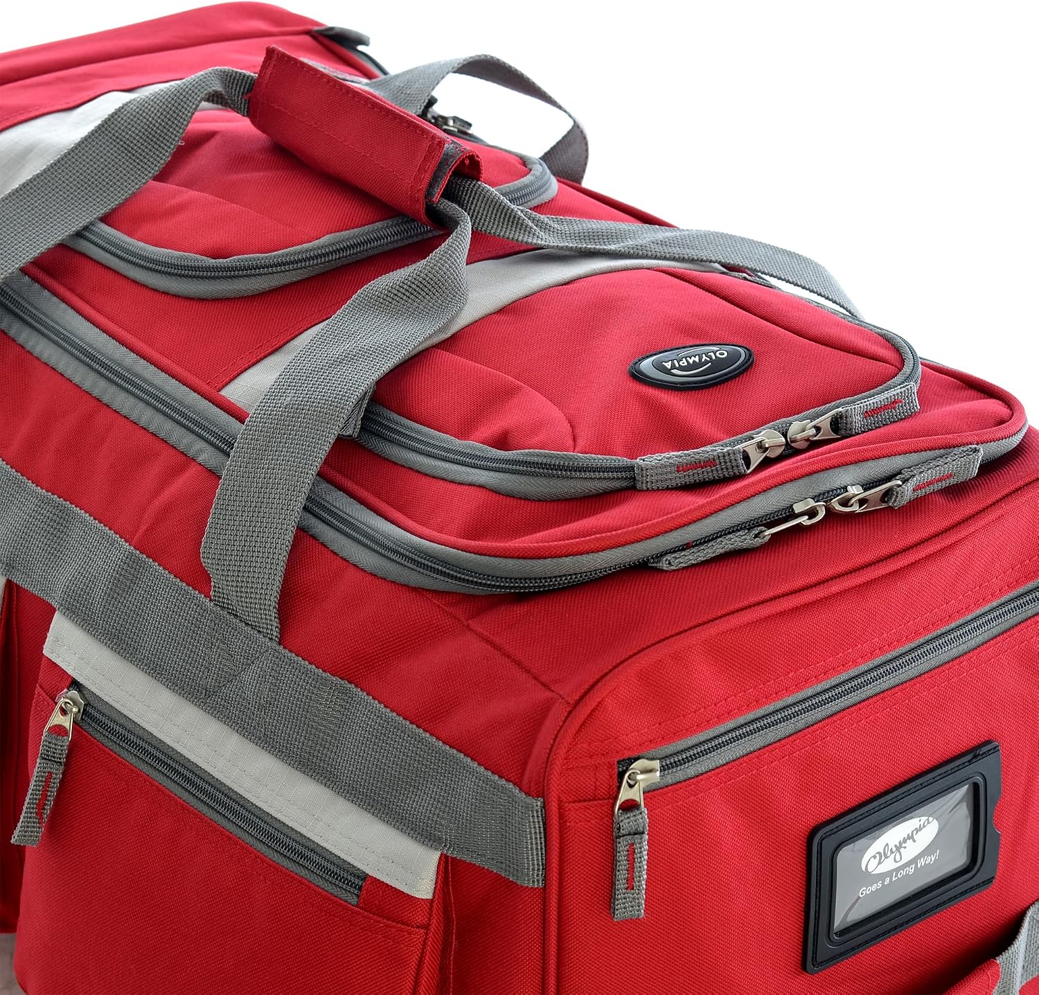 Olympia U.S.A. 33 inch Jumbo Size 8 Pockets Wheeled Rolling Duffel Bag Water Resistant Luggage Lightweight Travel Suitcase with Retractable Handle