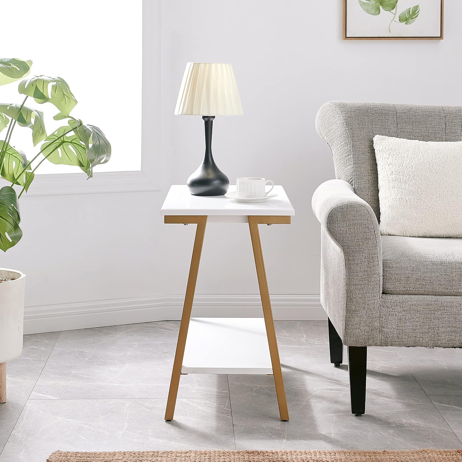 Leick Home Shield Wedge End Table, 21", Glazed Auburn