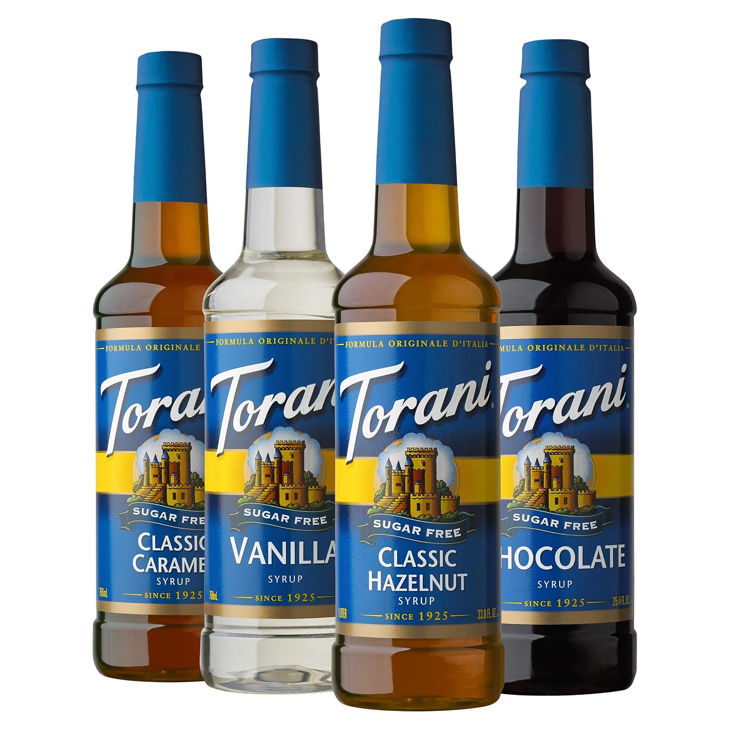 Torani Sugar Free Drink Syrup Soda Flavors Variety Pack, 25.4 fl oz, 4 Pack