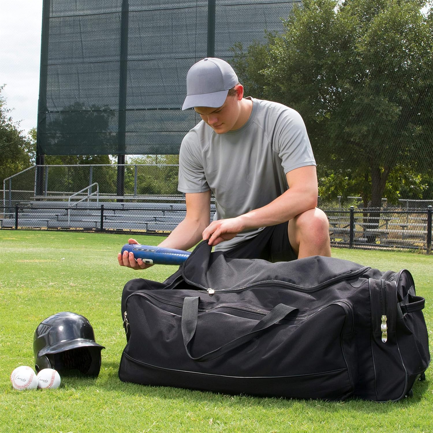 Champion Sports Wheeled Equipment Bag – Large Rolling Sports Gear Bag for Baseball, Football & Travel