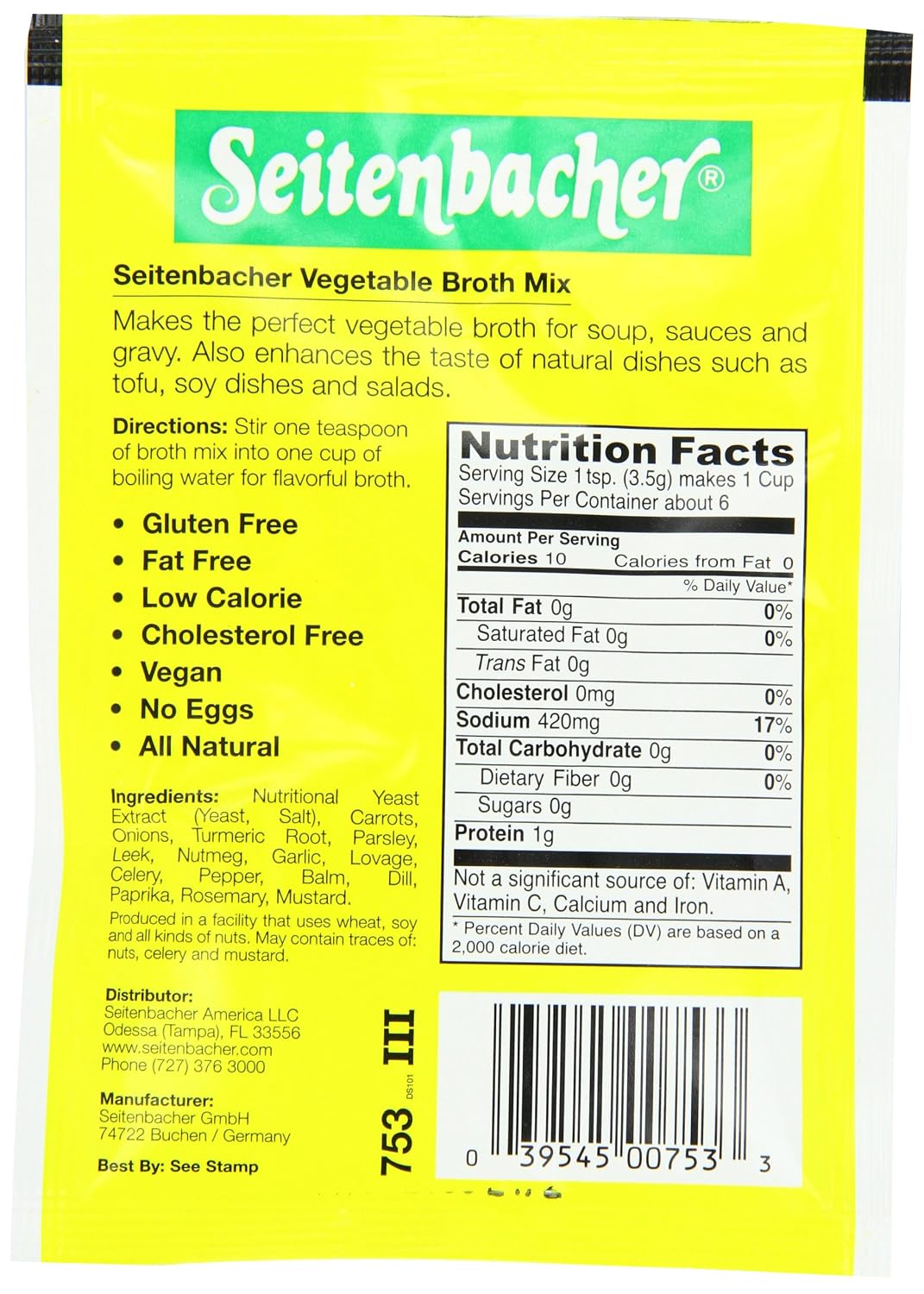 Seitenbacher Vegetable Broth and Seasoning - 5 oz. can